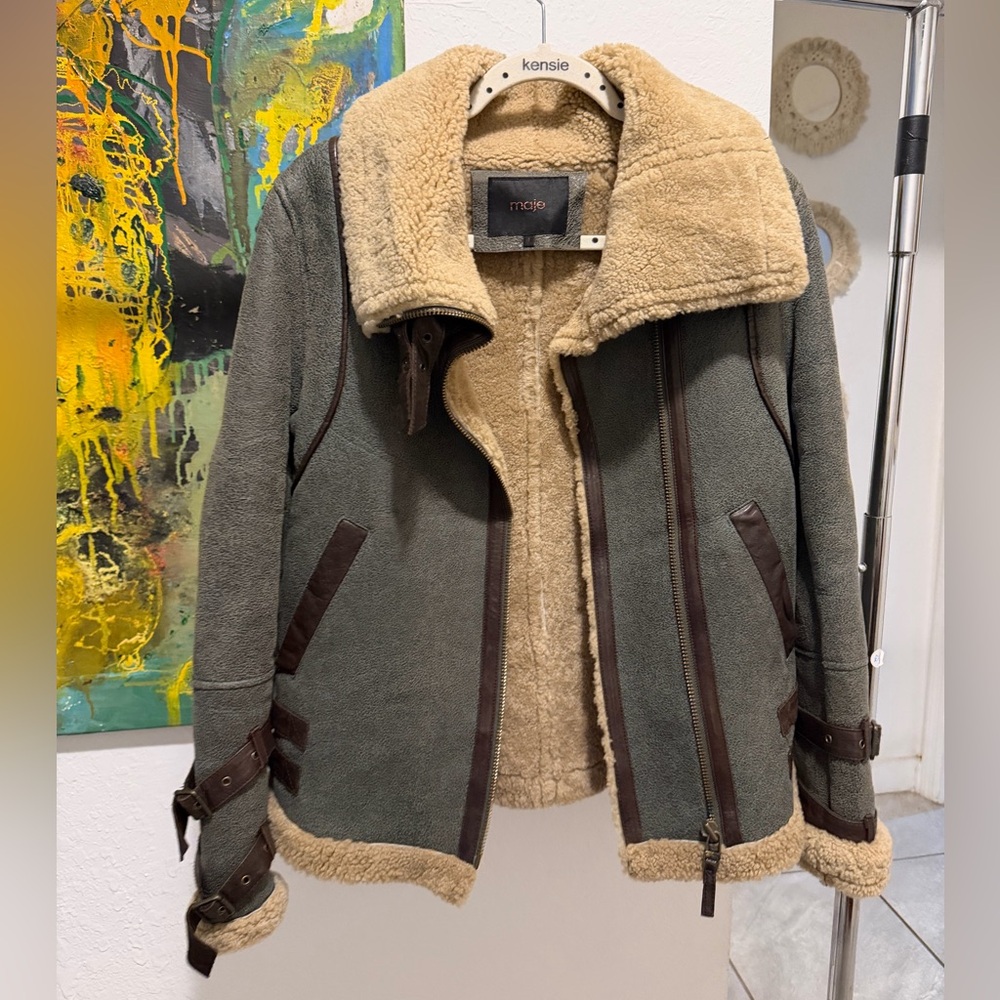 Maje Military Jacket - Green and Brown